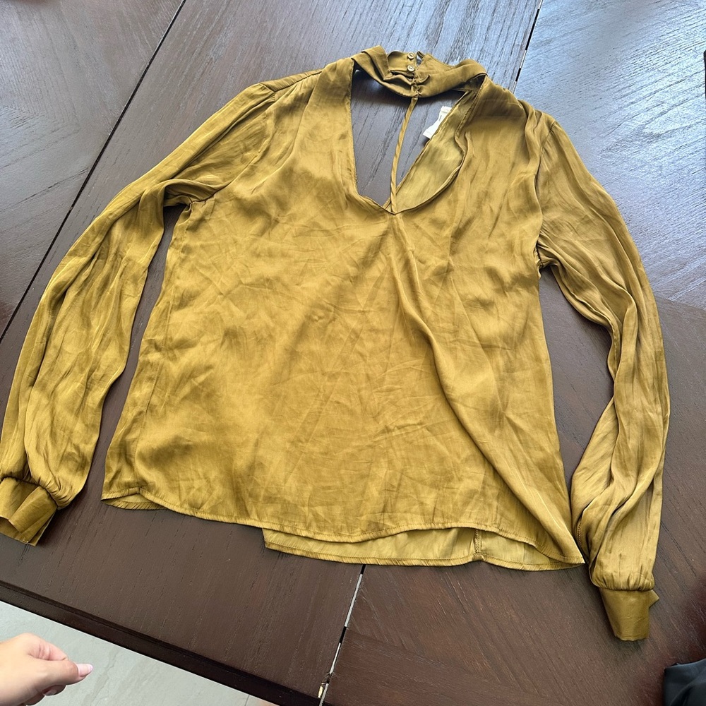 Lush Mustard Long Sleeve Blouse